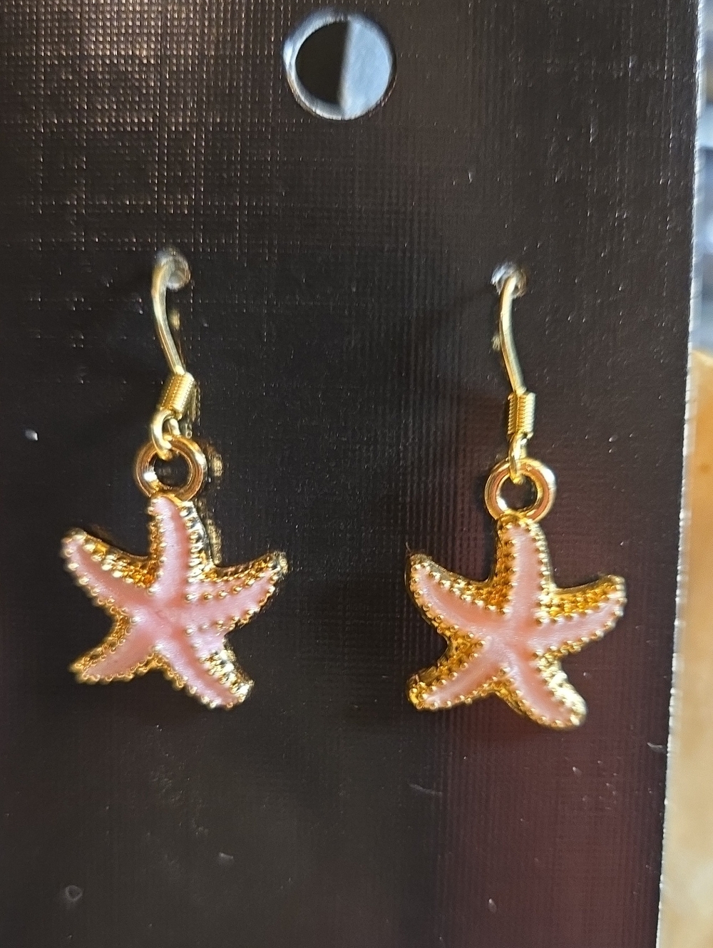 Gold-Tone Pink Starfish Drop Earrings - Women's Jewelry